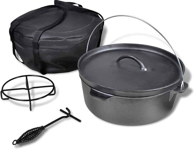 Yiwydaa Gusseiserner Brattopf Schwarz mit Zubehör, 11,3 l - Bild 1