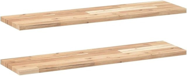 vidaXL Schweberegale aus Massivholz Akazie, 2er Set, Unbehandelt, Braun, B/T/H: 80 x 20 x 2 cm - Bild 1