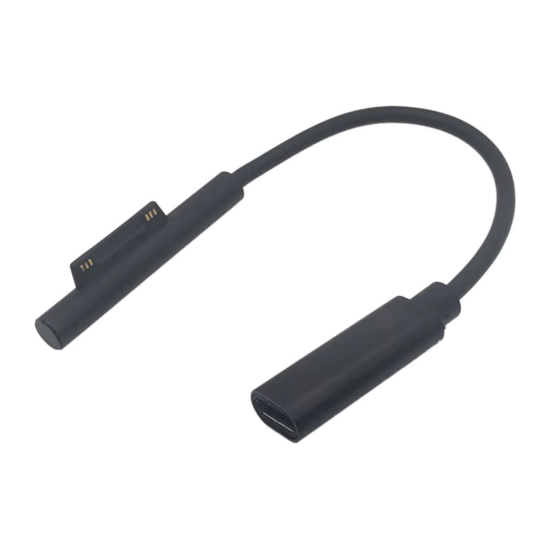 Microsoft USB-C Ladegerät-Anschlusskabel Typ C USB 3.1 PD für Surface Pro 7/6/5/4/3 in Schwarz, Länge: 15 cm - Bild 2