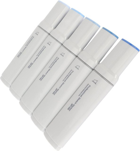 KaiSai Jumbo Kunstmarker Set mit breiter Spitze, 5 Stück, Blau und Weiß, permanente Tinte für gleichmäßiges Malen - Bild 1