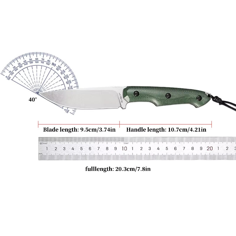 ALVELY Handgefertigtes DC53-Messer mit feststehender Klinge und K-Style-Scheide in Multicolour für Outdoor, Camping und EDC - Bild 3