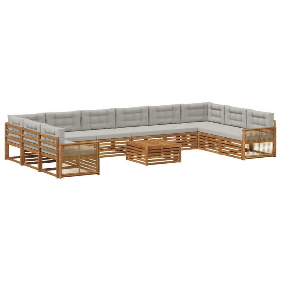 vidaXL Sofagarnitur aus Massivholz Akazie mit 11 Kissen und Latten-Design - Bild 2