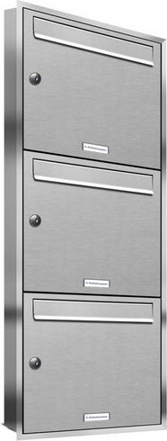 AL Briefkasten für 3 Parteien, Unterputzmontage, silberfarben, B/H/T: 153,542 x 106,6 x 11,6 cm - Bild 1