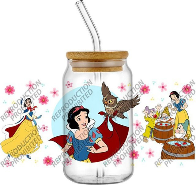 UV DTF 3D Transferaufkleber Schneewittchen Cartoon Motiv für Glasbecher Bastelarbeiten DIY Multicolor - Bild 1