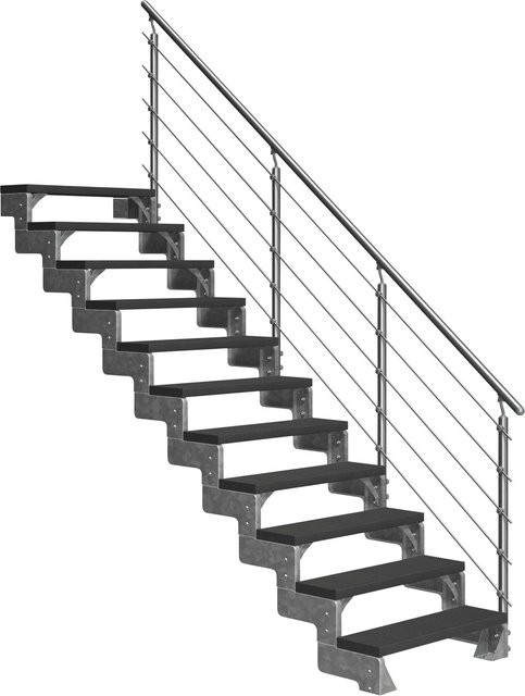 Dolle Außentreppe Gardentop 11 mit Trimax-Stufen und Prova-Geländer in Anthrazit, Breite: 80 cm - Bild 1