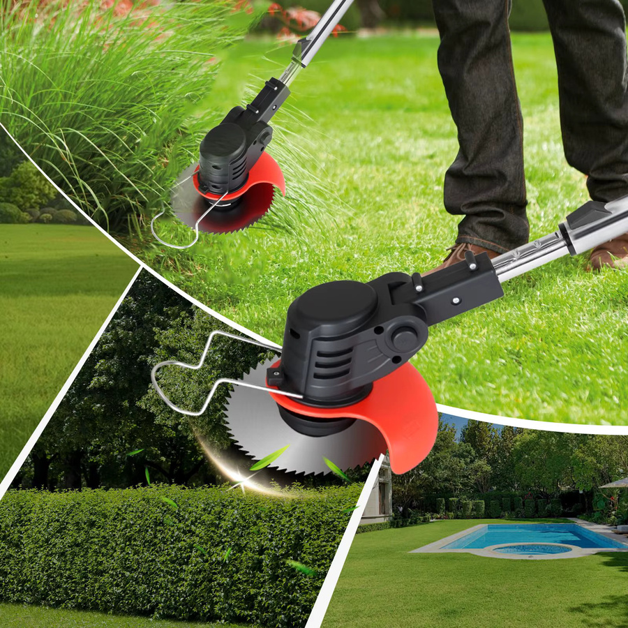 Podofo Kabelloser Elektrischer Unkrautentferner und Rasentrimmer mit 2 Akkus und höhen- sowie winkelverstellbarem Grasschneider für Garten und Heim - Bild 2