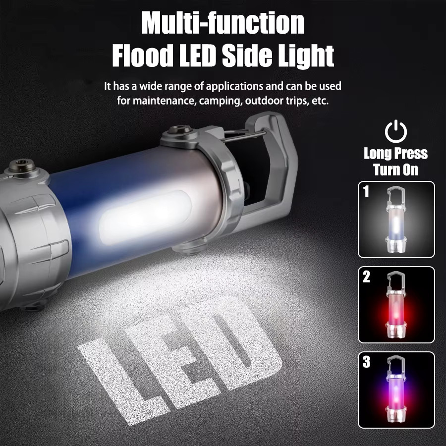 BALDR Mini-Schlüsselanhänger-Taschenlampe mit COB-Arbeitslicht und Haken, wiederaufladbar, Farbe: Silber - Bild 2