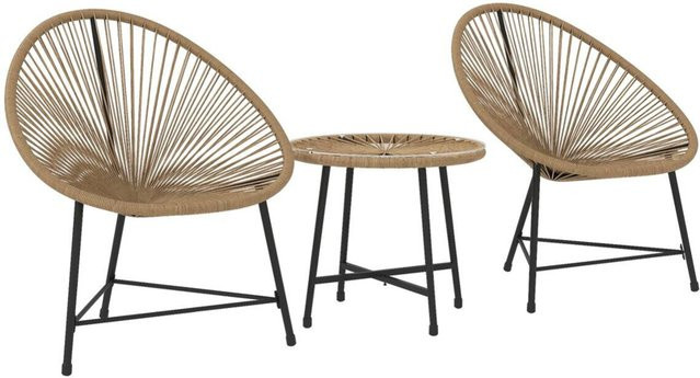 Outsunny Gartenmöbel-Set aus Stahl, Kunststoff und Glas in Schwarz, Braun oder Beige, B/H/L: 68 x 81 x 72 cm - Bild 1