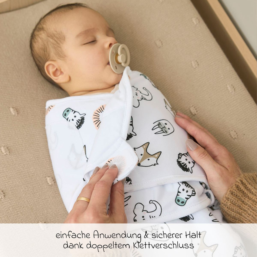 Meyco Pucksack Animals wattiert in Weiß für Babys der Größe 0-3 Monate - Bild 2