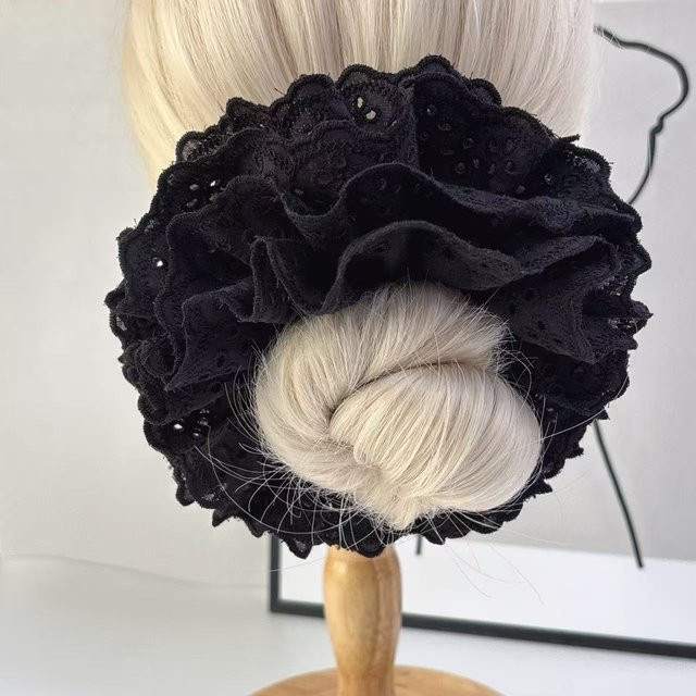 Lolita Spitzen Scrunchies, Vierlagiger Haargummi, gray, Damen - Bild 1