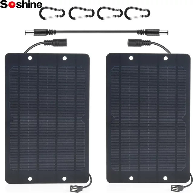 Soshine Mini-Solarpanel USB 5V 6W Hochleistungsmonokristallin Schwarz für Monitor, Pumpe oder Lüfter - Bild 1