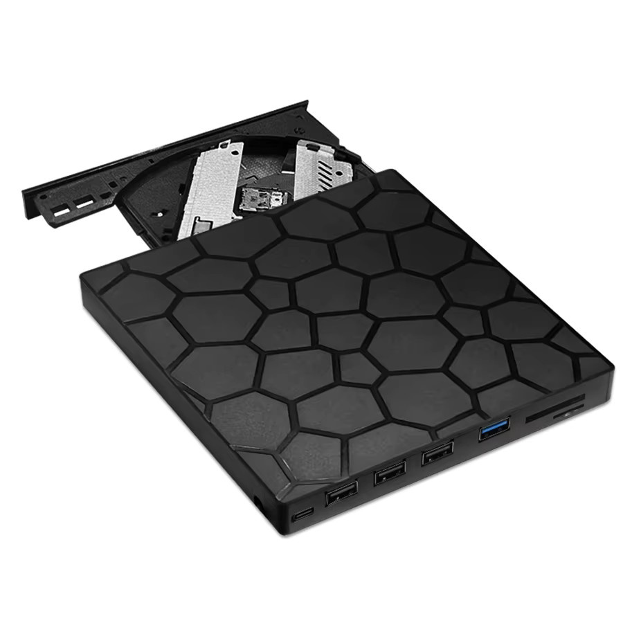 GGBEE Externes 7-in-1 DVD-Laufwerk mit USB 3.0 und USB-C, Tragbarer CD/DVD-Brenner für Mac, Windows und Linux, Schwarz - Bild 6