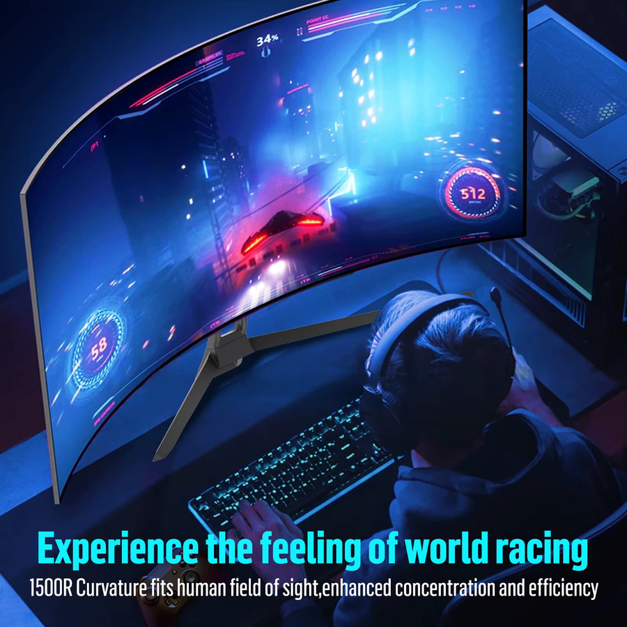 Gawfolk 34 Zoll Ultrawide Curved Gaming Monitor in Schwarz mit 165Hz, UWQHD und 1500R Krümmung sowie FreeSync - Bild 2