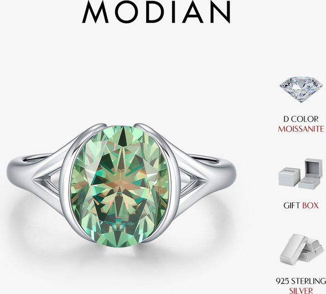 MODIAN Ring, 925 Silber, grüner Moissanit, Damen - Bild 1
