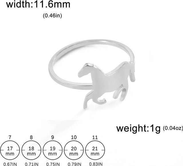 YULIN Ring Laufende Pferde, Edelstahl, Silber, Unisex - Bild 1