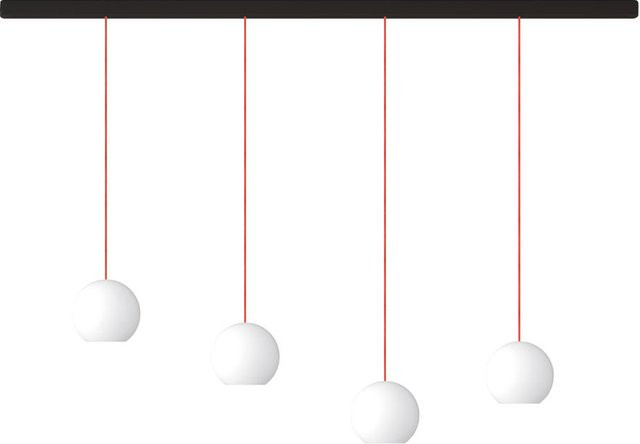 KOMOT KOS Quattro L LED-Pendelleuchte-Schiene mit mundgeblasenem Opalglas in Schwarz matt und Orange, Tunable White 2200K - 4200K, Länge: 200 cm - Bild 1