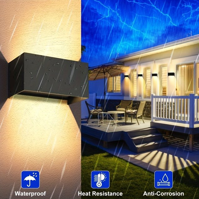 SUNMEIYI 24 W LED-Wandleuchte in Schwarz, modern und verstellbar für innen und außen, IP65, kaltweißes Licht - Bild 1