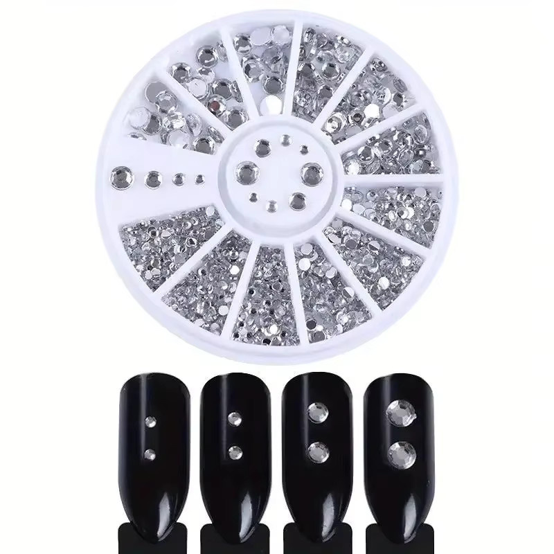 FUMOSIK Nagelzubehör, Glitzer Strass Kristall Perlen, Silber, Glänzend - Bild 3