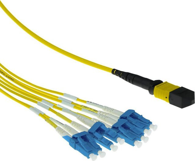 ACT Singlemode OS2 Fanout Patchkabel 9/125, 1 x MTP female auf 4 x LC Duplex, Gelb, Länge: 1 m - Bild 1