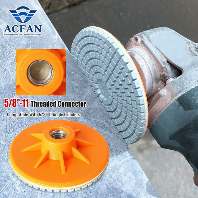 XMSJ Diamant-Polierpads Set für Winkelschleifer 5/8-11 UNC, 4 Zoll, Orange, zum Polieren von Beton, Stein, Granit, Marmor, Fliesen, Quarz und Glas - Bild 1