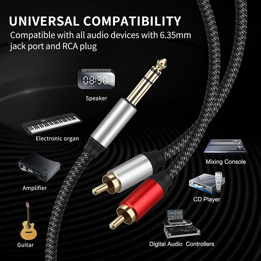 ALLOET Stereo-Splitterkabel von 6,35-mm-TRS-Stecker auf Dual-RCA-Stecker - Bild 2
