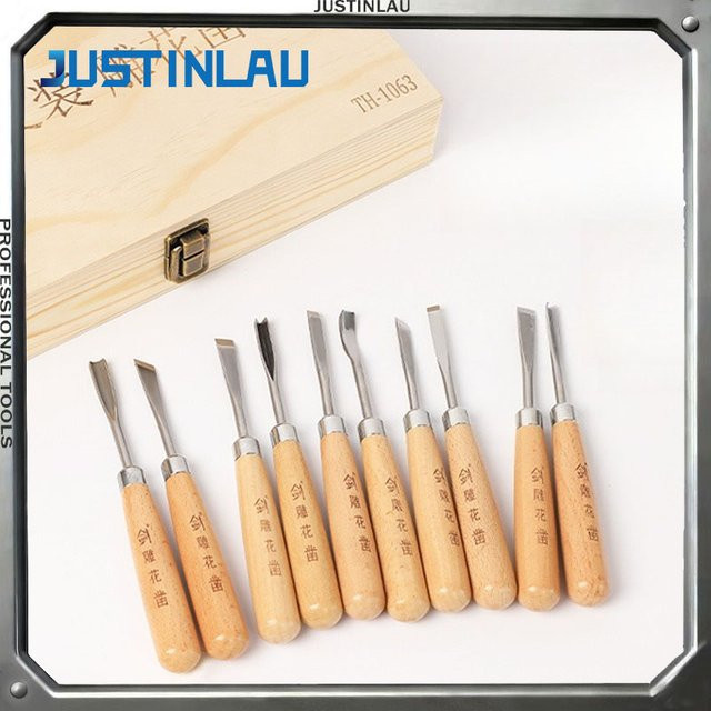 JUSTINLAU 12-teiliges Holzschnitz-Handmeißel-Set mit Drehmesser für professionelle Holzbearbeitung und DIY-Projekte - Bild 1