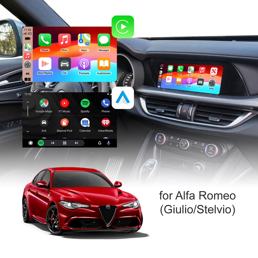 LEXXSON Retrofit Kit Decoder für Alfa Romeo Giulia und Stelvio mit Wireless CarPlay und Android Auto Interface in Schwarz - Bild 2