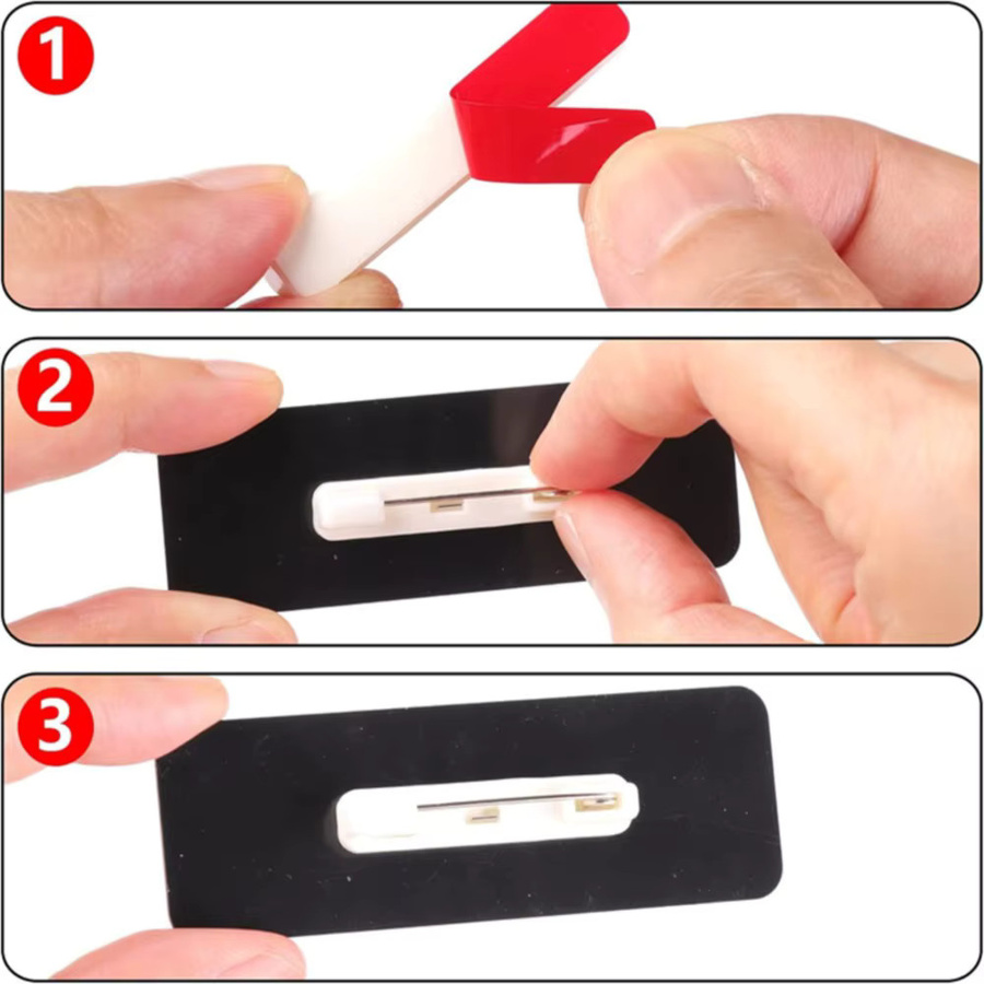 100 Stück selbstklebende Sicherheitsnadeln aus Kunststoff in Weiß für DIY Namensschilder und Abzeichen, Größen: 22 mm, 31 mm und 36 mm - Bild 3
