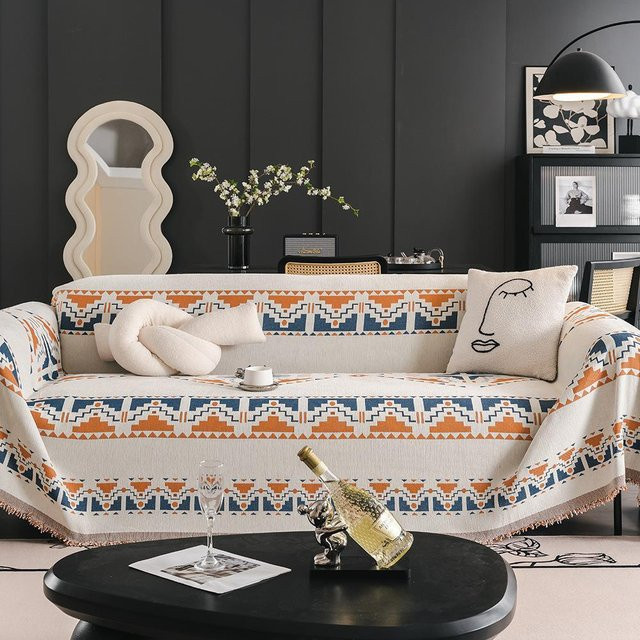 Sofaüberwurf im nordischen Stil aus Chenille, Universal-Sofabezug mit grafischem Design, B/B: 180 x 130 cm - Bild 1