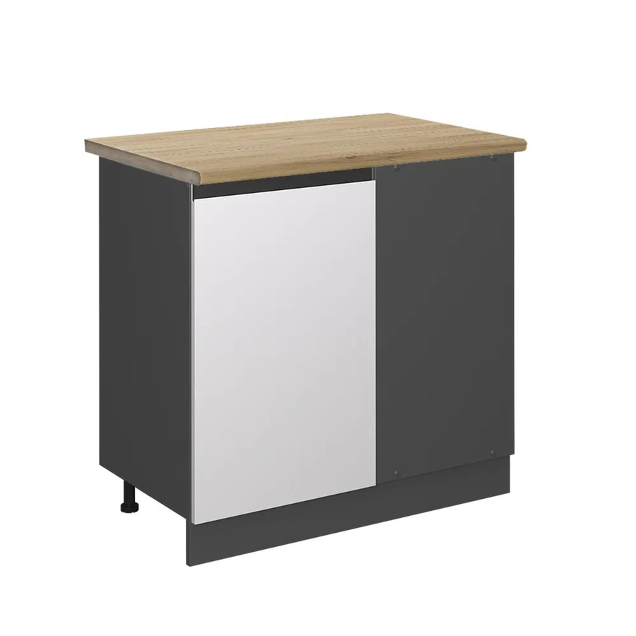 Vicco R-Line Eckunterschrank für die Küche in Weiß/Anthrazit mit Eichenoptik, B/T/H: 86 x 60 x 81,6 cm - Bild 2
