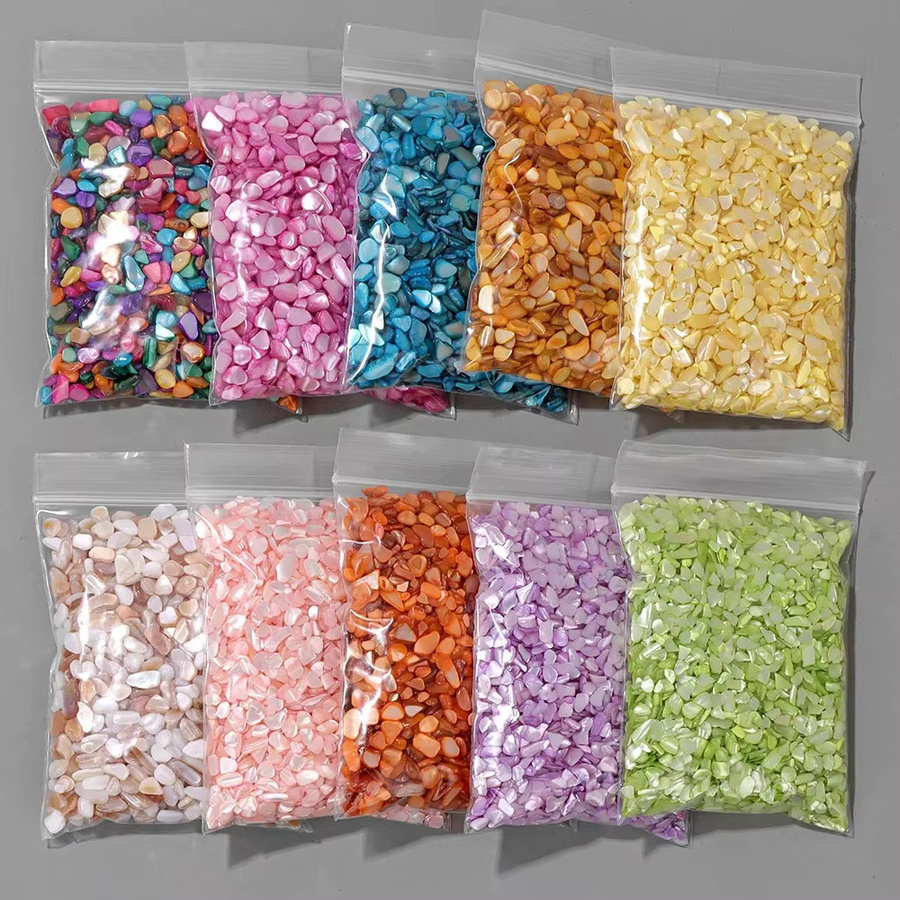 Bunte natürliche Aurora-Muschelsplitter von RISYF für DIY-Nageldesign, Aquarium-Dekoration und Bastelbedarf, 3-5 mm, Mehrfarbig - Bild 2