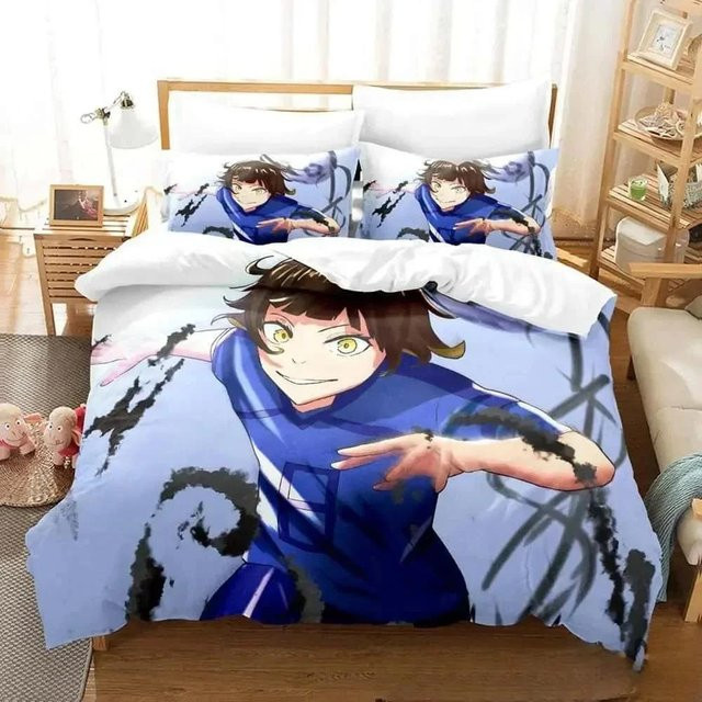 Bettwäscheset Blue Lock Anime Design von Lodestar in Blau mit Bettbezug und Kissenbezug, B/H: 133 x 70 cm - Bild 1