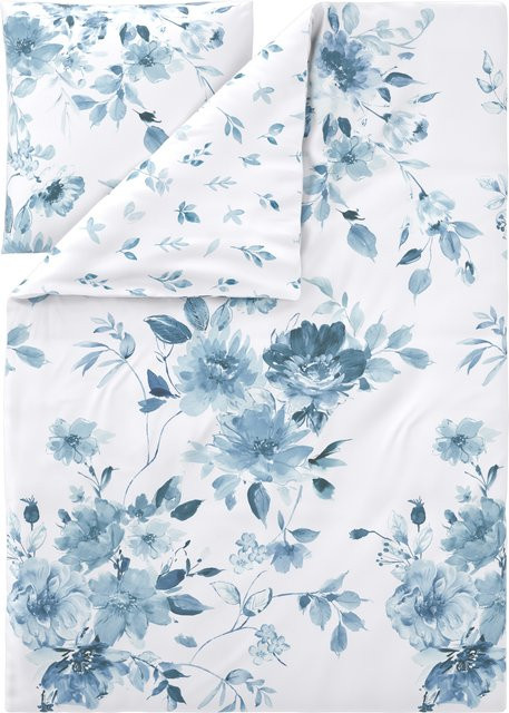 LIVARNO Edel-Renforcé-Wendebettwäsche aus Baumwolle, Blau/Weiß, B/H: 135 x 200 cm und 80 x 80 cm - Bild 1