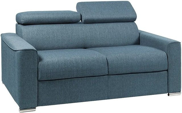 Vente-unique Schlafsofa Vizir Blau mit verstellbarer Kopfstütze und Stoffbezug - Bild 1