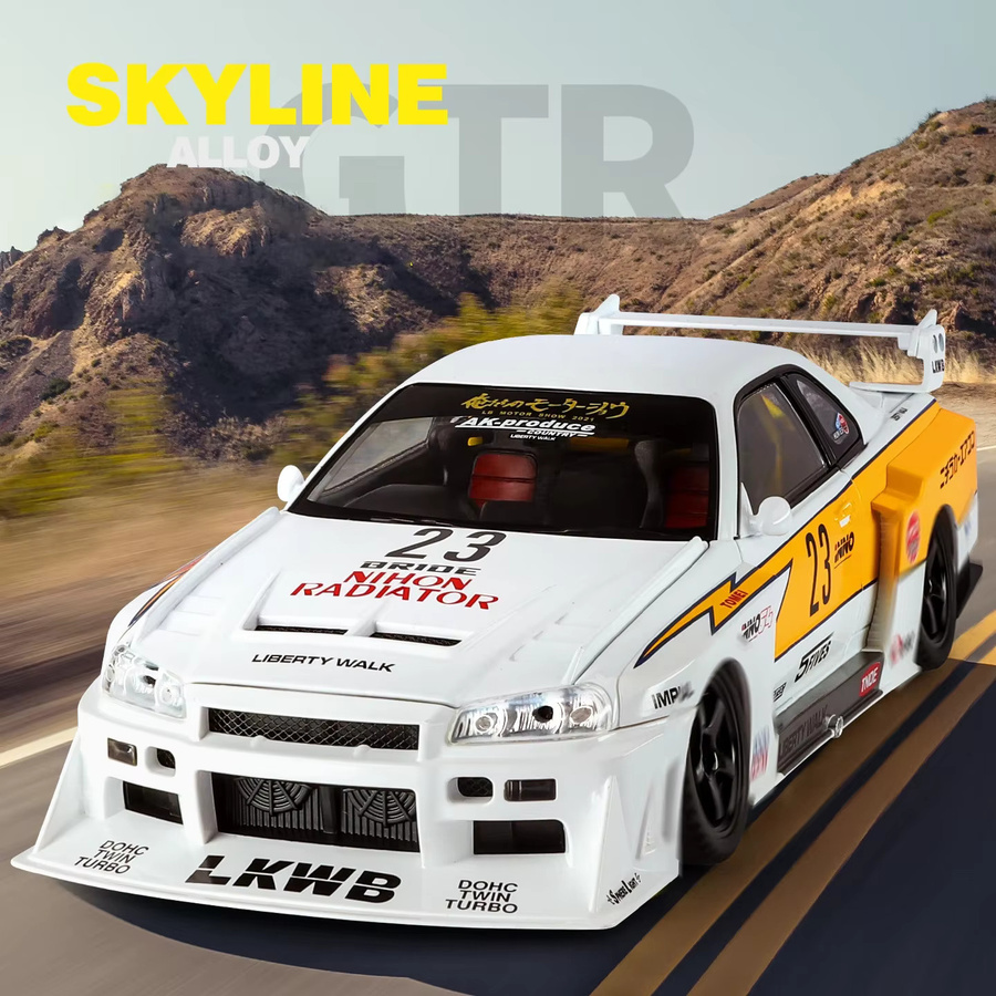 WELLY GTR R34 Skylin S15 LBWK Legierung Auto Modell, 1:18, mit Sound und Licht - Bild 3