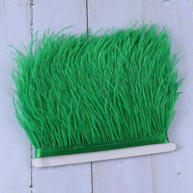 10 Meter Flauschiges Straußenfeder-Besatzband in Grün mit einer Breite von 8-10 cm für Dekoration und Handwerk - Bild 1