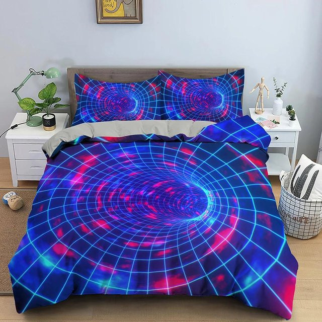Psychedelisches 3D-Bettwäscheset von Your Warm Home in Multicolour, luxuriöses Polyester-Bettbezugset mit Reißverschluss, Breite: 70 cm, Länge: 133 cm - Bild 1