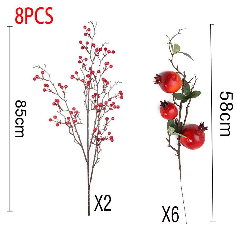 Künstliche Granatapfelzweige in Rot mit realistischen Früchten und Blüten für Tischdekoration und festliche Anlässe - Bild 3