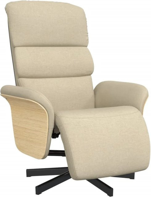 vidaXL Relaxsessel mit Fußteil in Beige aus Stoff mit 360 Grad Drehsitz und manueller Verstellung - Bild 1