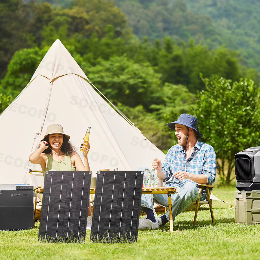 SOECOPO 1600 W Tragbares Solarpanel-Set in Schwarz, 18 V, inklusive 2 flexible Solarmodule und 100-A-Controller für Camping - Bild 4