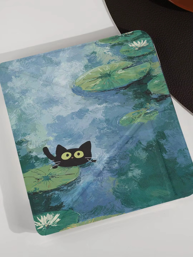 Twosheep Schutzhülle für Kobo Libra Colour und Kobo Libra 2 mit 7-Zoll-Display, magnetisch abnehmbare Abdeckung, transparente Rückseite und automatischer Aufweckfunktion im Monet- und Katzen-Stil - Bild 3