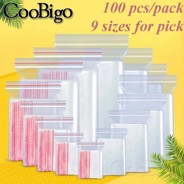 100 Stück transparente Zip-Lock-Plastiktüten aus Polyethylen zur sicheren Lebensmittelaufbewahrung und Vakuumverpackung - Bild 1
