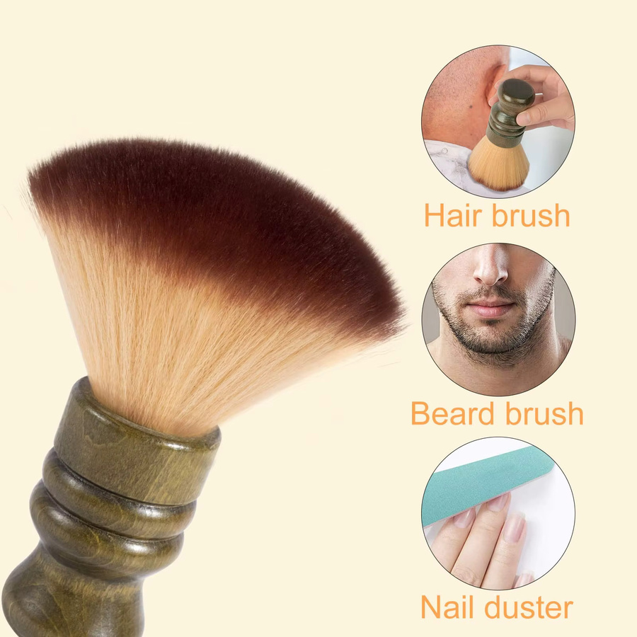 WANGDA PROFESSIONAL Barber Neck Duster Brush, Gesichtsreinigungs- und Bartbürste mit Holzgriff - Bild 3