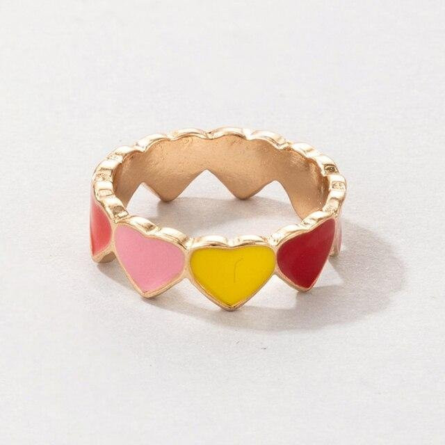 Allbestart Ringe, Herz Schmetterling, Emaille, Bunt, Zinklegierung, Damen, Größe 6.5 - Bild 1