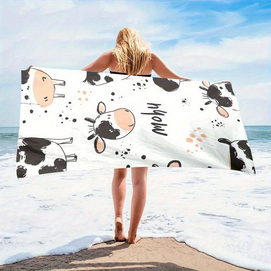 Strandtuch mit Kuhmuster von Ka Chen Muda in Weiß, winddicht und mit Sonnenschutz, Breite: 40 cm, Höhe: 60 cm - Bild 2