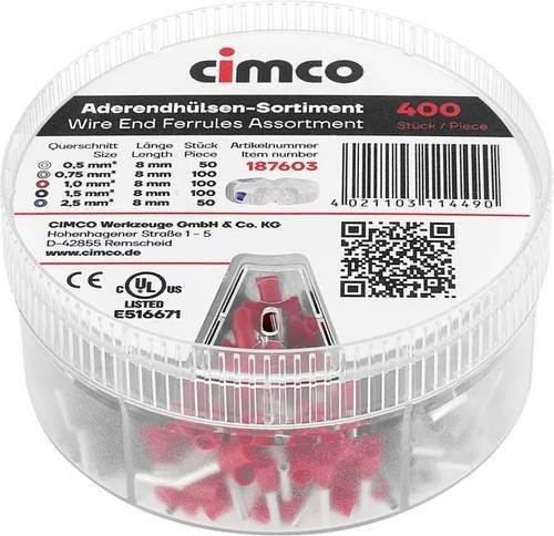 Cimco 187603 Aderendhülsen-Sortiment teilisoliert in Kupfer und Rot, 1 Set - Bild 1