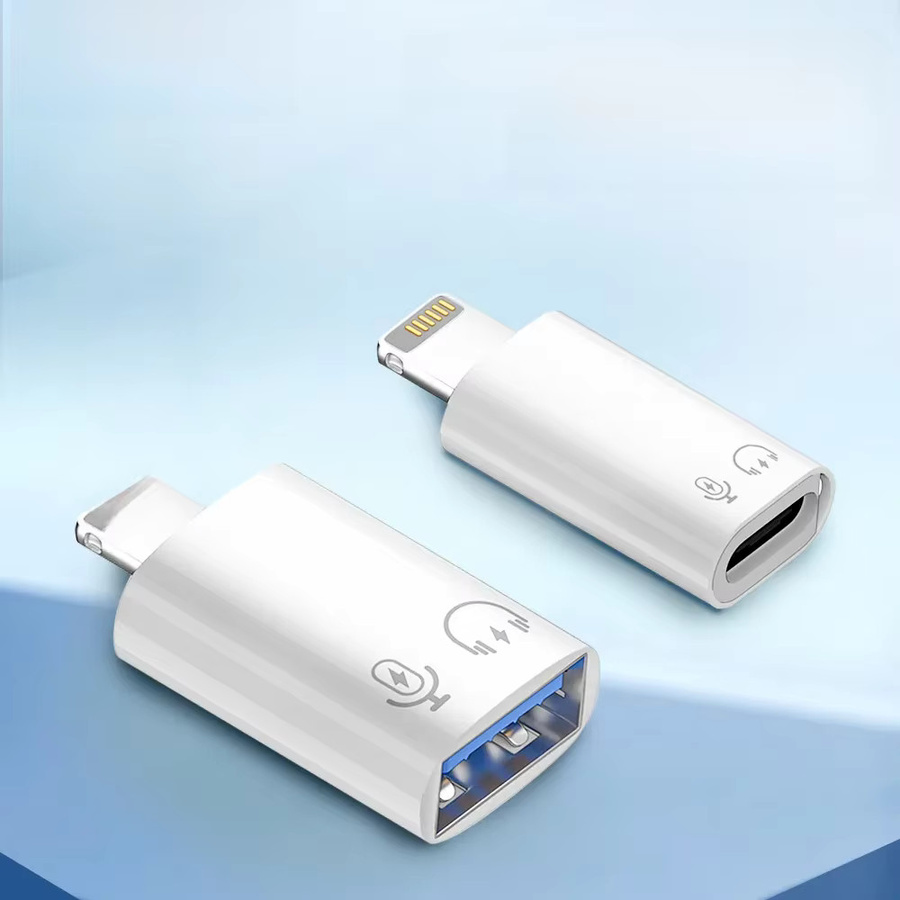 Elough USB-C auf Lightning Adapter mit USB 3.0 Buchse für schnelles Laden und Kopfhörerkonverter, Weiß - Bild 1