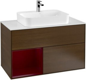V&B Waschtischunterschrank Finion 100 mit Wandbeleuchtung in Weiß, B/T/H: 100 x 50,1 x 50,1 cm - Bild 1