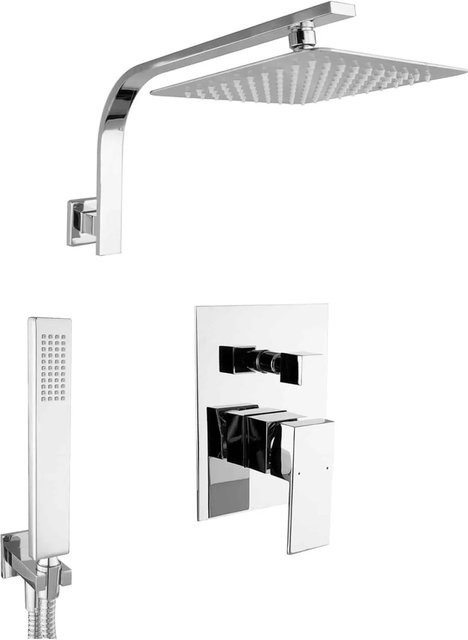 PaulGurkes Regendusche Komplett Set Unterputz Dusche aus Messing in Chrom, Durchmesser: 20 cm - Bild 1