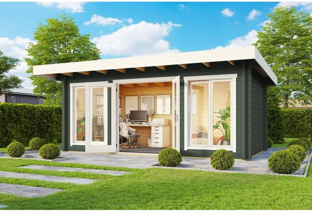 Lasita Gartenhaus Dorset Maja Flachdach in Grau-Grün B/H/T: 480 x 238 x 250 cm - Bild 1